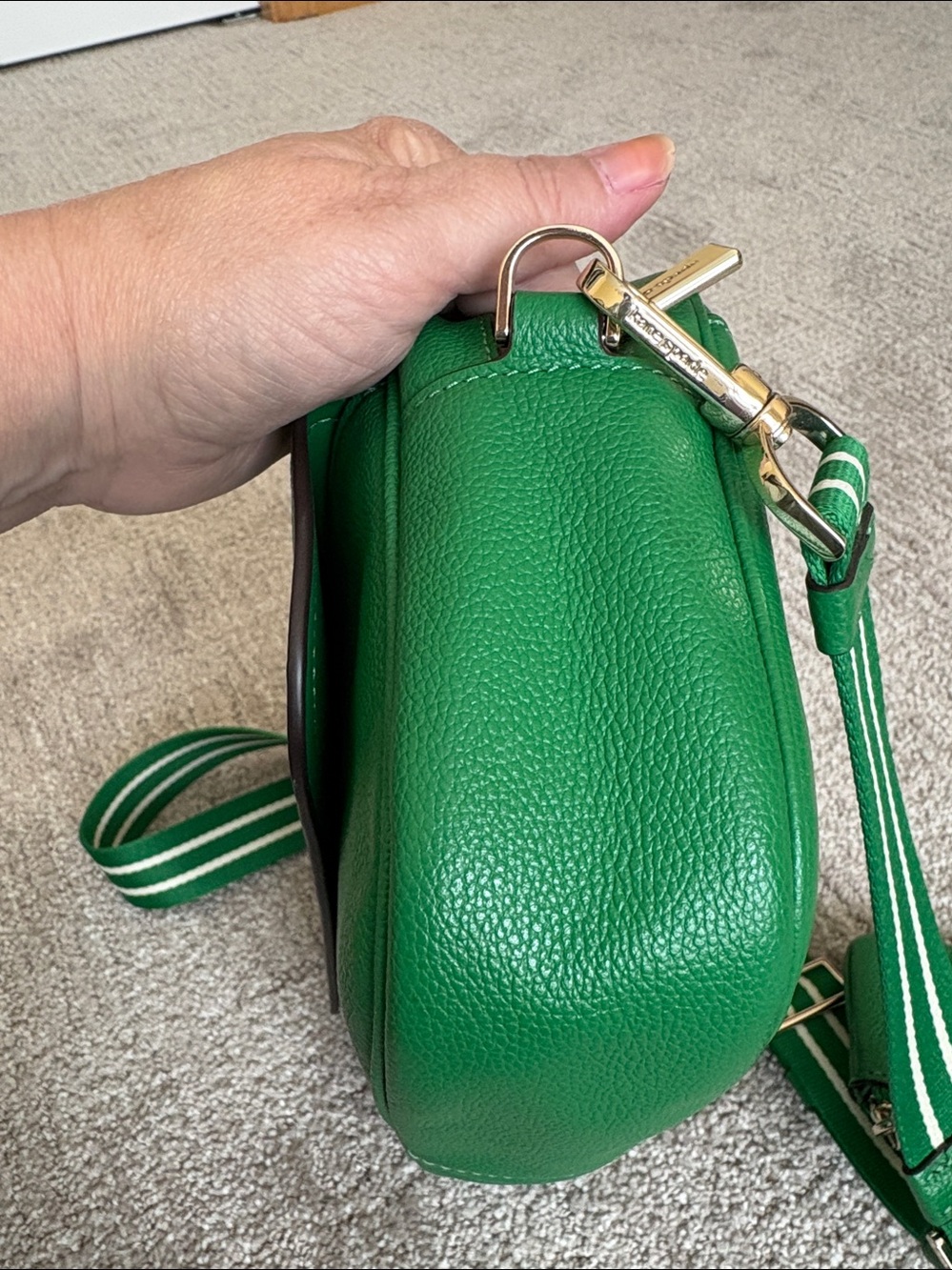 kate spade ♠️ Pebbled Leather Crossbody with Striped Strap and Coin Pouch - Picture 8 of 13